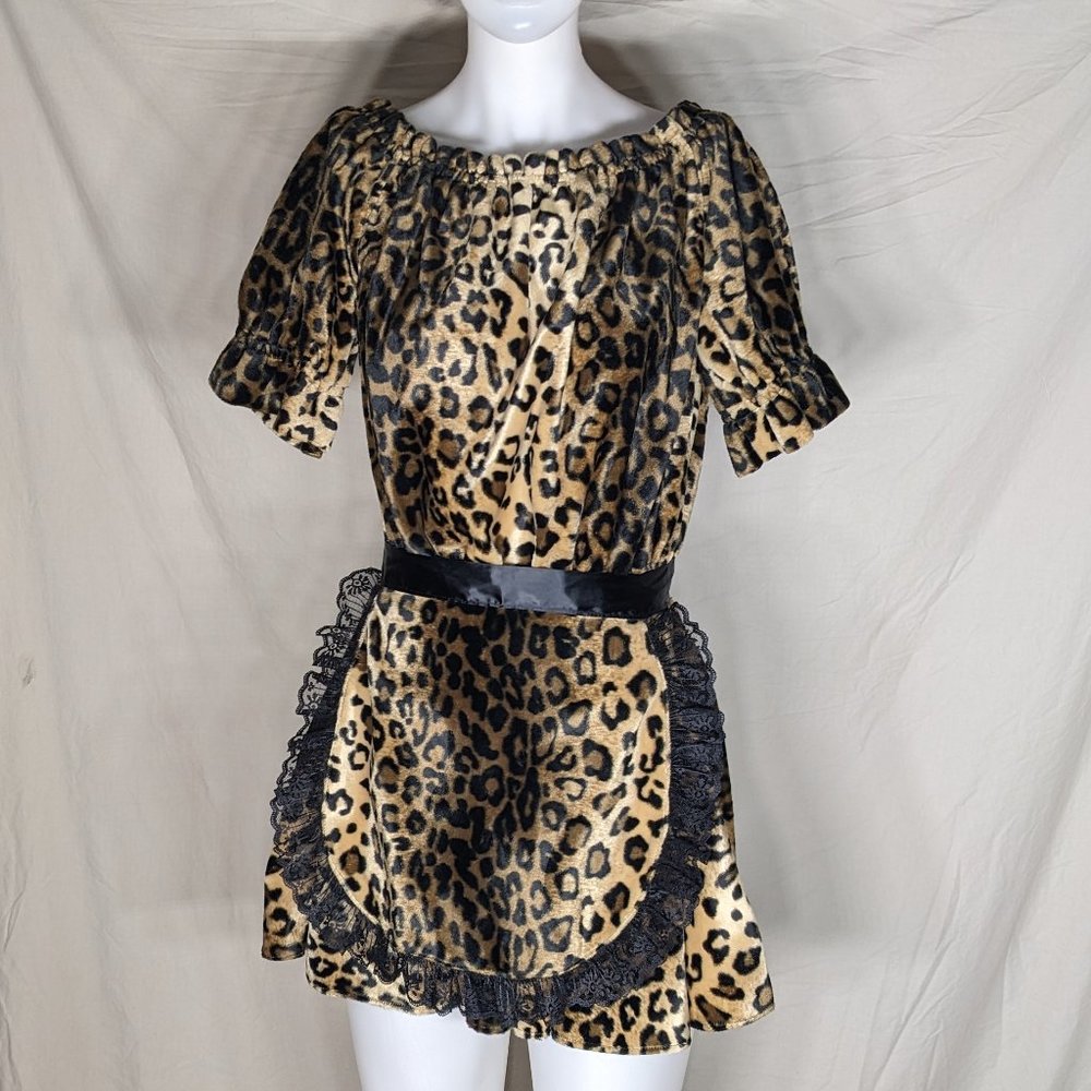 Versatile Fashions Leopard Fur Peasant Maid Dress